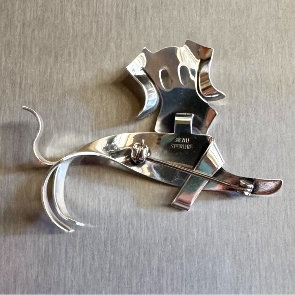 Vintage Beau Sterling Dog Pin Brooch - Picture 2 of 9